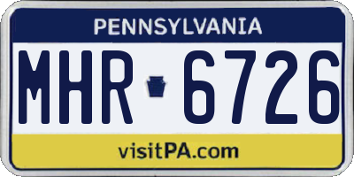 PA license plate MHR6726