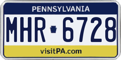 PA license plate MHR6728