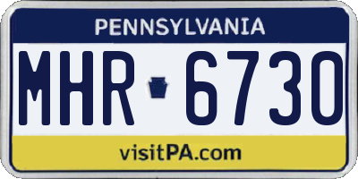 PA license plate MHR6730