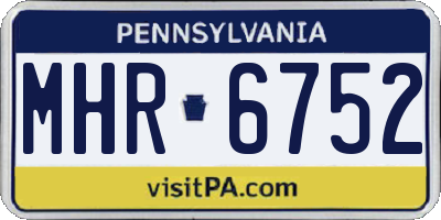 PA license plate MHR6752