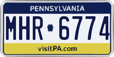 PA license plate MHR6774