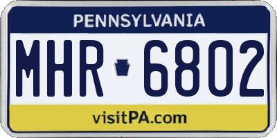 PA license plate MHR6802