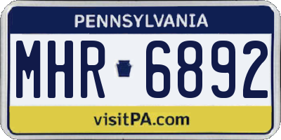 PA license plate MHR6892