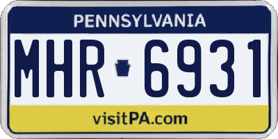 PA license plate MHR6931