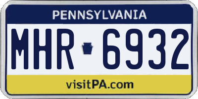 PA license plate MHR6932