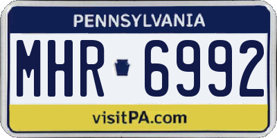 PA license plate MHR6992