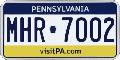 PA license plate MHR7002