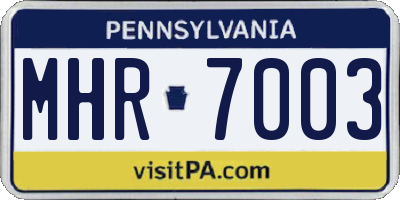 PA license plate MHR7003