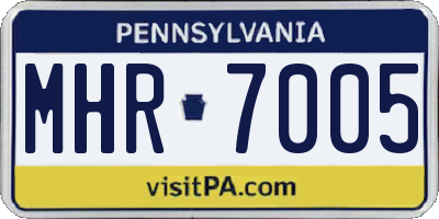 PA license plate MHR7005