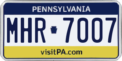 PA license plate MHR7007