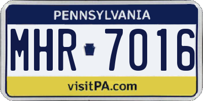 PA license plate MHR7016
