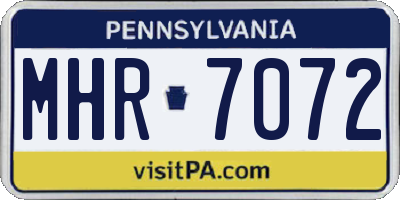 PA license plate MHR7072