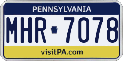 PA license plate MHR7078