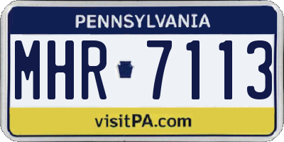 PA license plate MHR7113