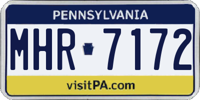 PA license plate MHR7172