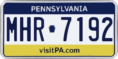 PA license plate MHR7192