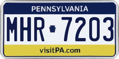 PA license plate MHR7203