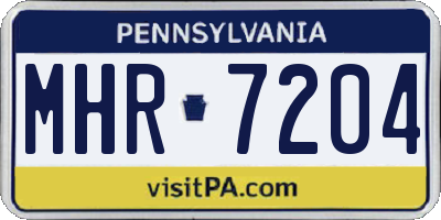 PA license plate MHR7204