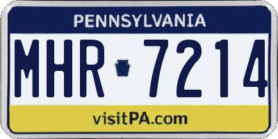 PA license plate MHR7214