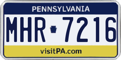 PA license plate MHR7216