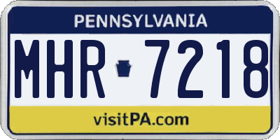 PA license plate MHR7218
