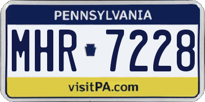 PA license plate MHR7228