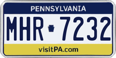 PA license plate MHR7232