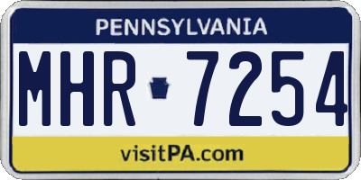 PA license plate MHR7254