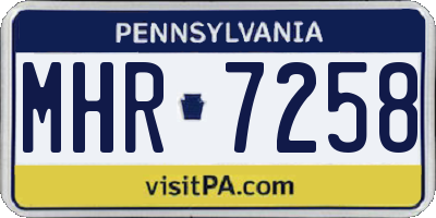 PA license plate MHR7258