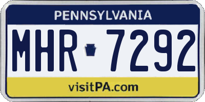 PA license plate MHR7292