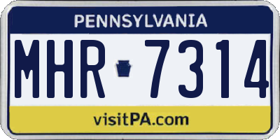 PA license plate MHR7314