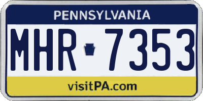 PA license plate MHR7353