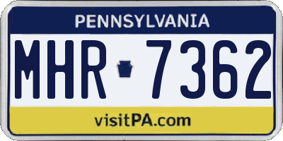 PA license plate MHR7362