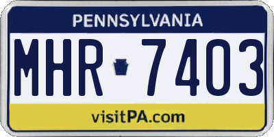 PA license plate MHR7403