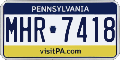 PA license plate MHR7418