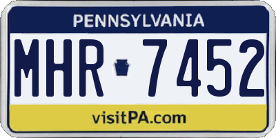 PA license plate MHR7452