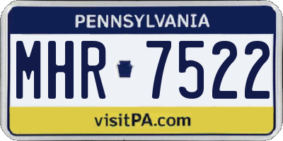 PA license plate MHR7522