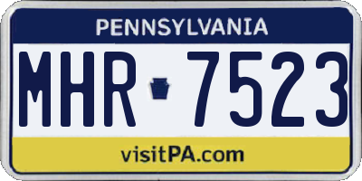 PA license plate MHR7523