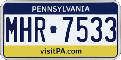 PA license plate MHR7533