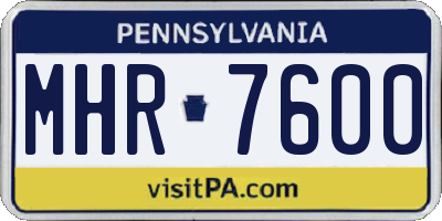 PA license plate MHR7600