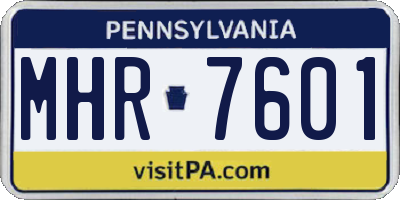 PA license plate MHR7601