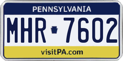 PA license plate MHR7602