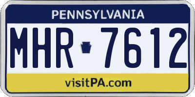 PA license plate MHR7612