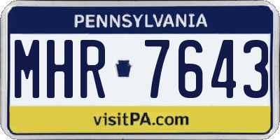 PA license plate MHR7643