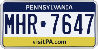 PA license plate MHR7647