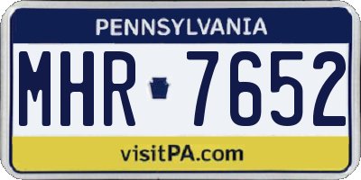 PA license plate MHR7652