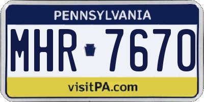 PA license plate MHR7670