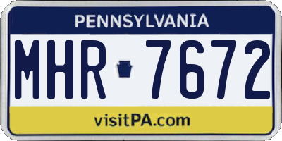 PA license plate MHR7672