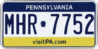 PA license plate MHR7752
