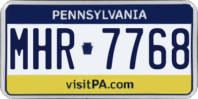 PA license plate MHR7768
